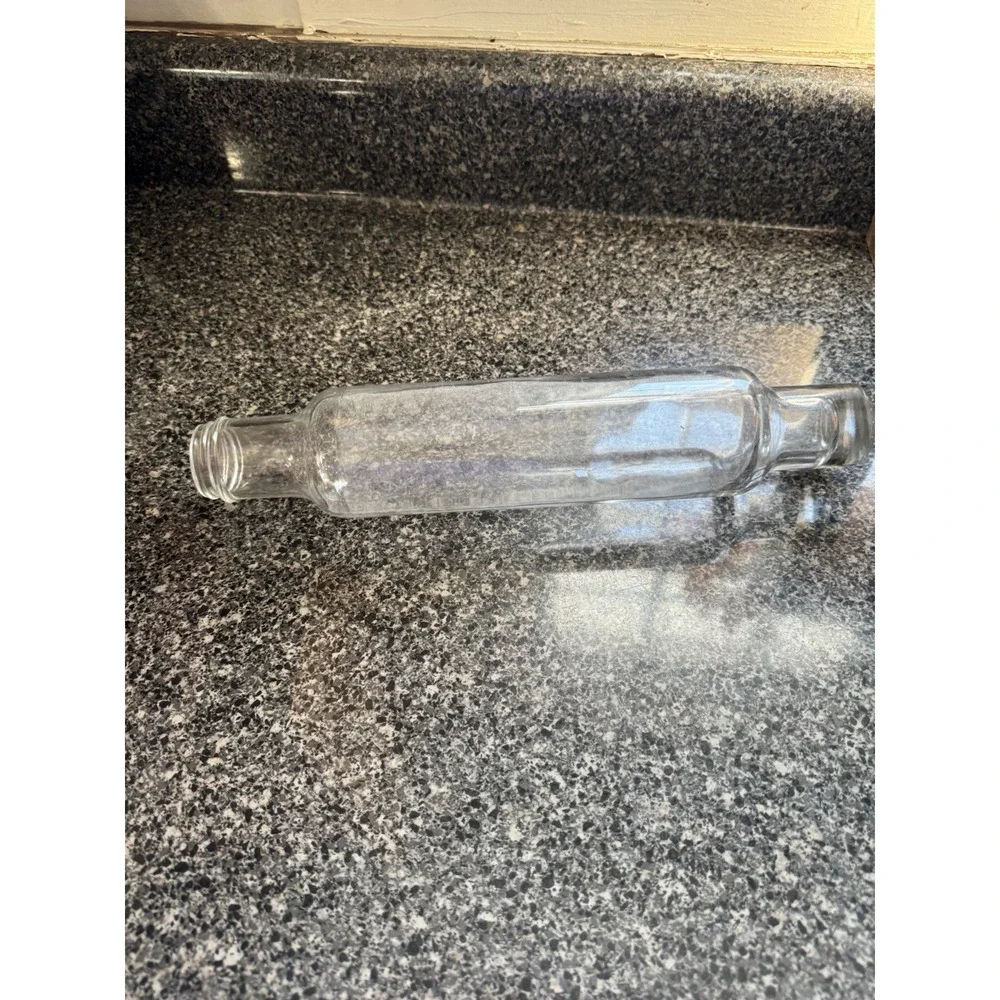 Vintage Clear Glass Rolling Pin No Cap Baking Kitchen Pastry Farmhouse 14
